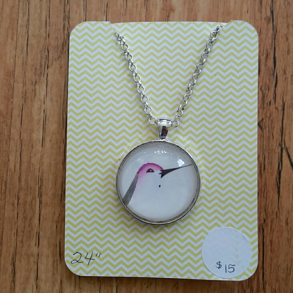 Handpainted‎ Handmade Hummingbird Necklace